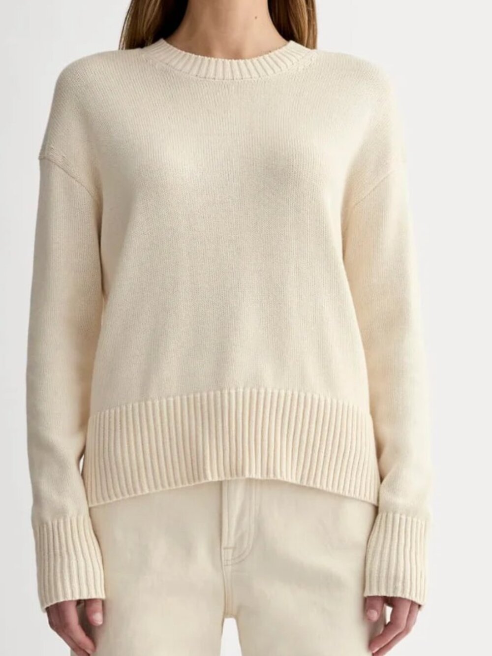 Everlane Boxy Sweater Everyday Organic Cotton Oversized Canvas Cream Size Large